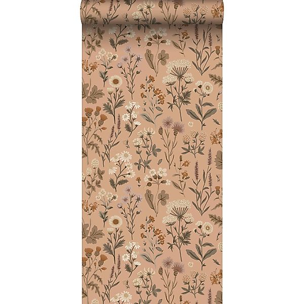 Sanders & Sanders Tapete Feldblumen Terrakottarosa 50 x 900 cm günstig online kaufen