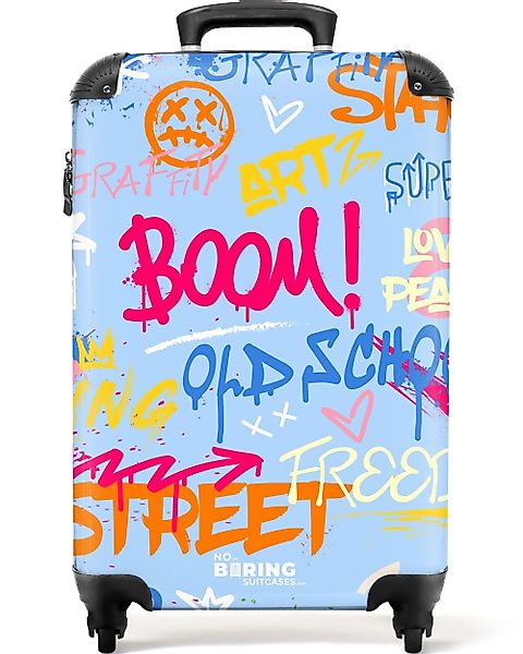 NoBoringSuitcases.com© Hartschalen-Trolley Bunter Graffitidruck mit Text günstig online kaufen