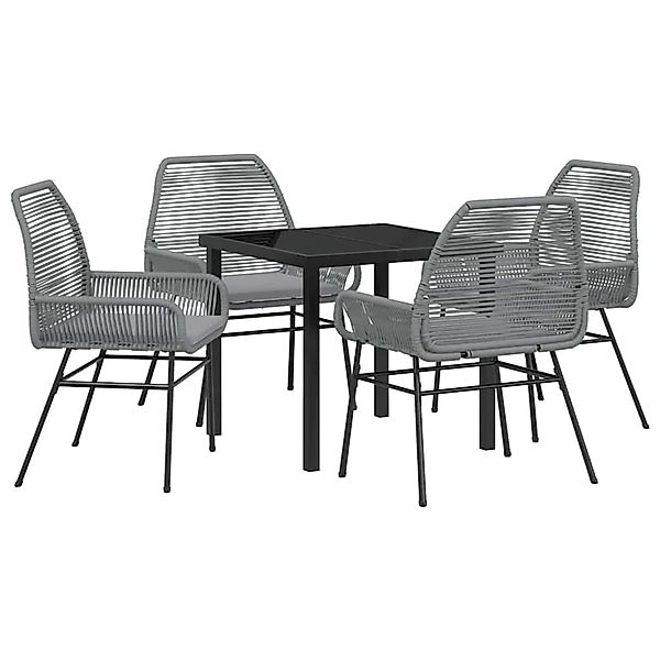 vidaXL Garten Essgruppe 5-Tlg Grau Poly Rattan 3380884 günstig online kaufen