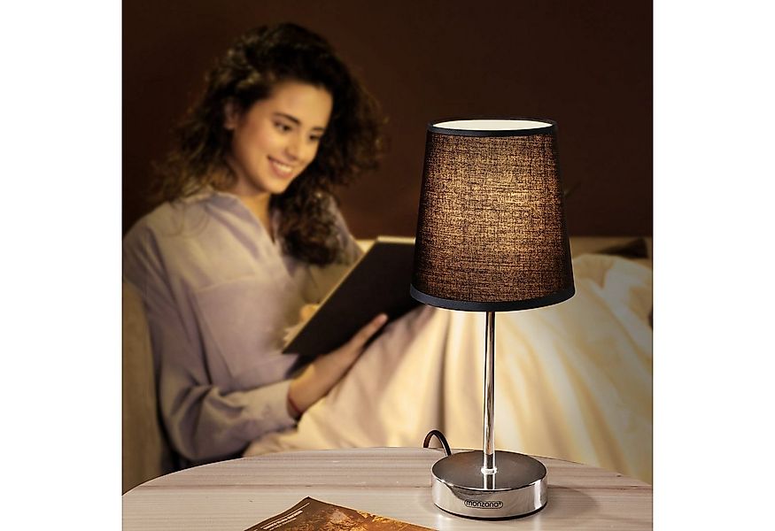 monzana Tischleuchte, Anthrazit 2er Set, 2er Set 32 cm Stoffschirm E14 Chro günstig online kaufen