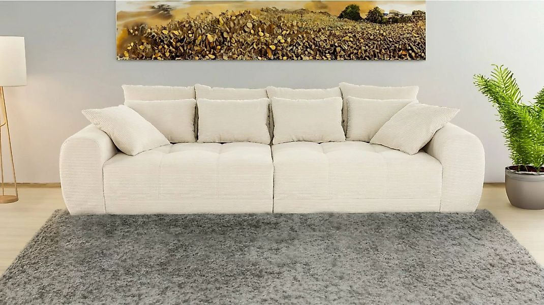 Massivart® Big-Sofa JANNI Cord beige oder grün 308 cm / 4-Sitzer, Federkern günstig online kaufen