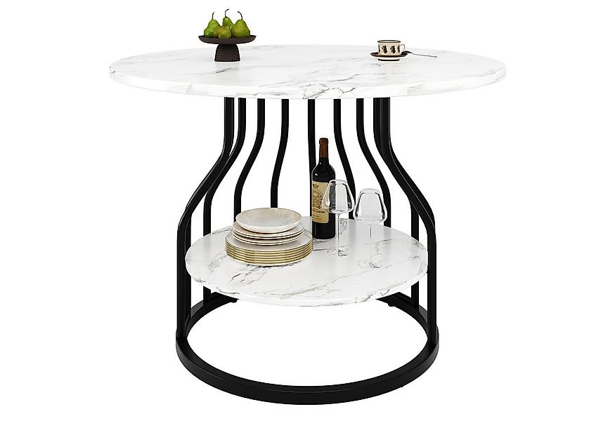OKWISH Essgruppe Moderne Esstisch,mit Marmoroptik,Esszimmer-Set, (Runder Es günstig online kaufen