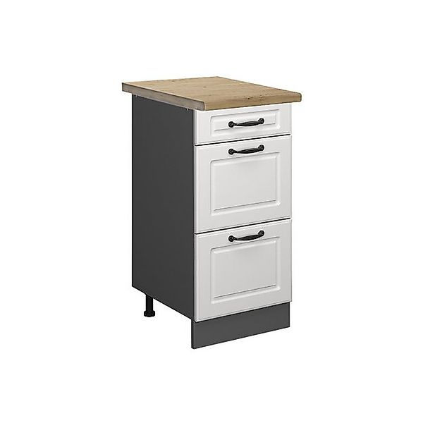 Vicco Küchenunterschrank R-Line Weiß Landhaus/Anthrazit 40 cm mit Schublade günstig online kaufen
