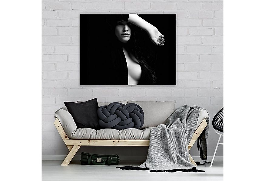 Wallarena Leinwandbild Frau Erotisch Schwarz Modern Wandbilder Groß XXL Wan günstig online kaufen