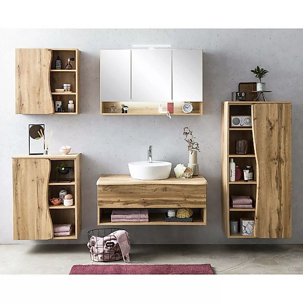 Badmöbel Set mit Aufsatzwaschbecken und LED Spiegelschrank KAHLA-03 in Wota günstig online kaufen