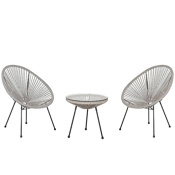 Beliani Bistro Set ACAPULCO II Hellgrau 90x70x87 günstig online kaufen
