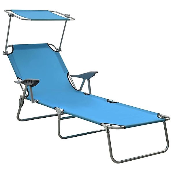 furnicato Sonnenliege mit Sonnendach Stahl Blau günstig online kaufen