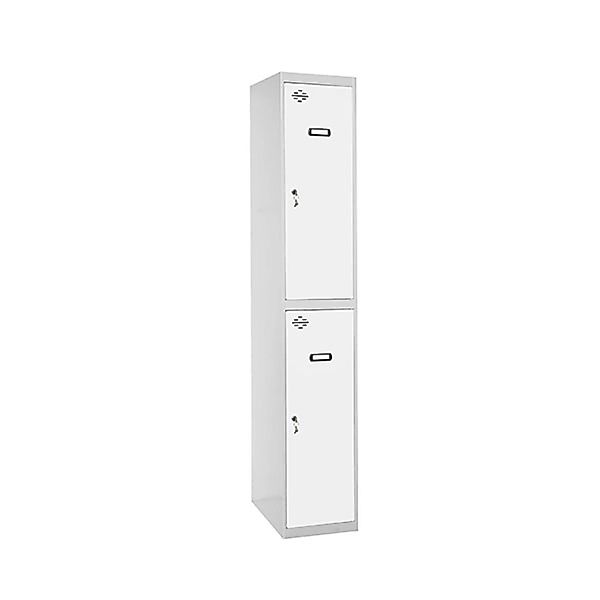 PROREGAL Spind AMEGO HxBxT 180 x 30 x 50 cm 2 Abteile Grundmodul Grau-Weiß günstig online kaufen