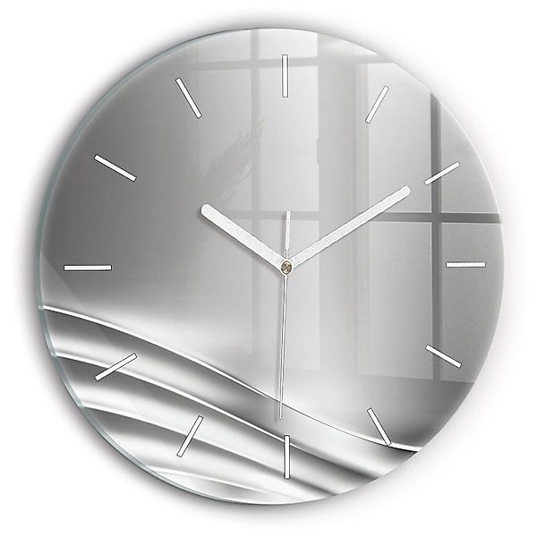 Tulup Wanduhr Runde Glasuhr Silberne Abstraktion günstig online kaufen