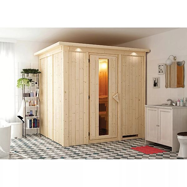 Sauna Eupa inkl. Kranz-Set inkl. Ofen 3,6 kW Ofen integr. Strg. günstig online kaufen