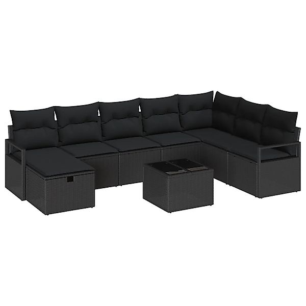 vidaXL Garten-Sofa-Set 8-Tlg Schwarz Poly Rattan 3360574 günstig online kaufen