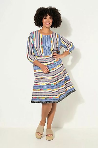 Angel of Style Jerseykleid Kleid A-Line Musterstreifen Knopfleiste 3/4-Ärme günstig online kaufen