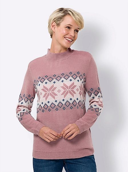 Sieh an! Strickpullover Stehkragen-Pullover Langarm Jacquard günstig online kaufen