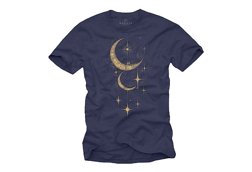 MAKAYA Kurzarmshirt Herren Sonne Mond Sterne Astronomie T-Shirt für Männer günstig online kaufen