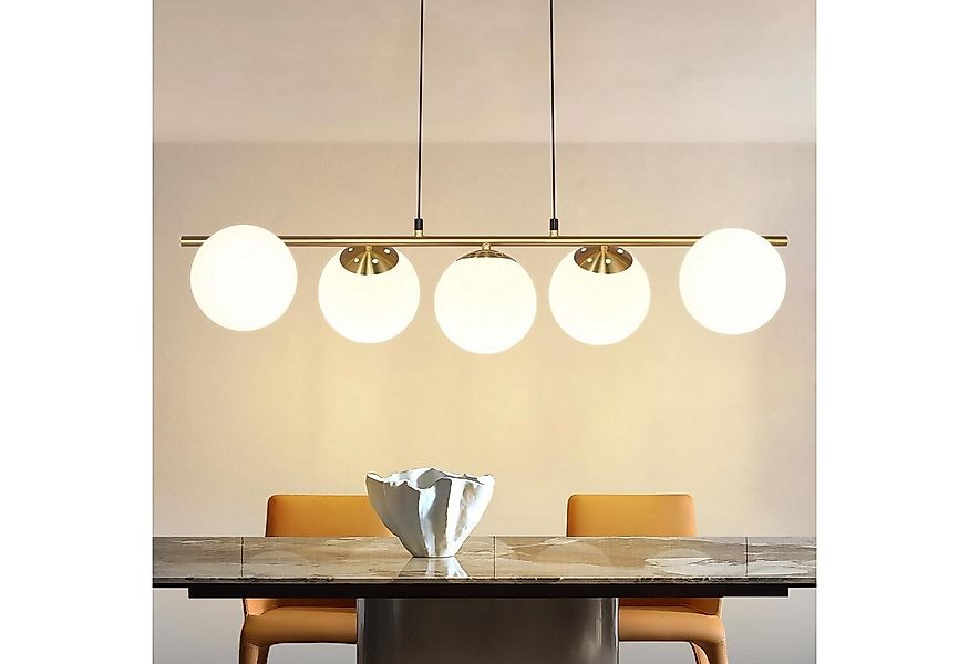 ZMH Pendelleuchte Esstisch Hängeleuchte Glas Hängelampe E27 5-Flammig, ohne günstig online kaufen