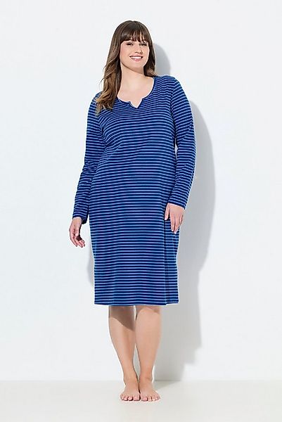 Ulla Popken Nachthemd Nachthemd Ringel Tunika-Ausschnitt Langarm günstig online kaufen