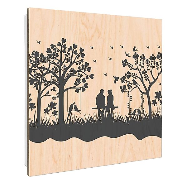 Banjado Schlüsselkasten mit Holzfront 30x30cm Weiß Scharnier Links 50 Haken günstig online kaufen