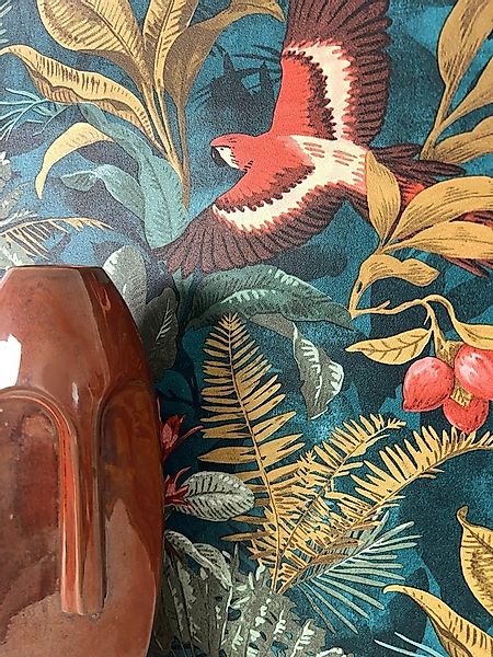 Newroom Vliestapete Zira Tapete Mustertapete Dschungel,Palmenblätter,Papage günstig online kaufen