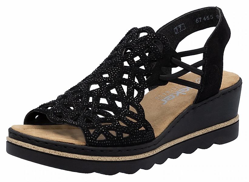 Rieker Keilsandalette, Sommerschuh, Plateausandale, Schlupfschuh mit Schmuc günstig online kaufen