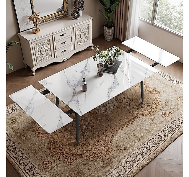 oleyluckidea Esstisch Moderner ausziehbarer Esstisch Weiß mit für 6–10 Pers günstig online kaufen