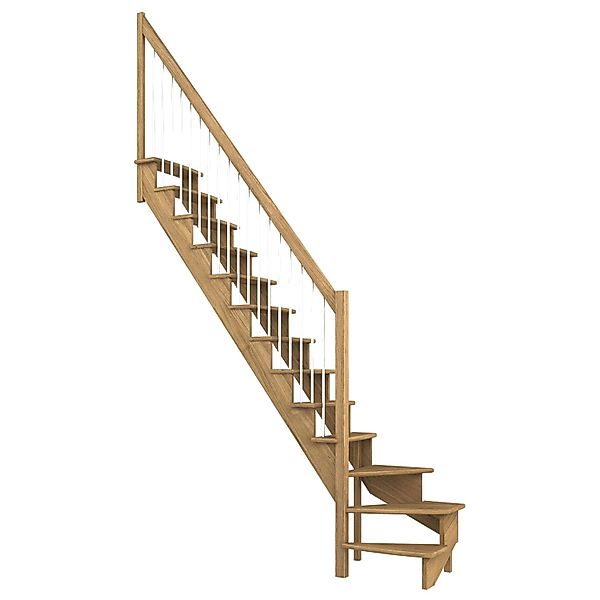 Dolle Raumspartreppe Lyon Eiche Metallgeländer 75 cm 1/4-gewendelt U/L FSC® günstig online kaufen