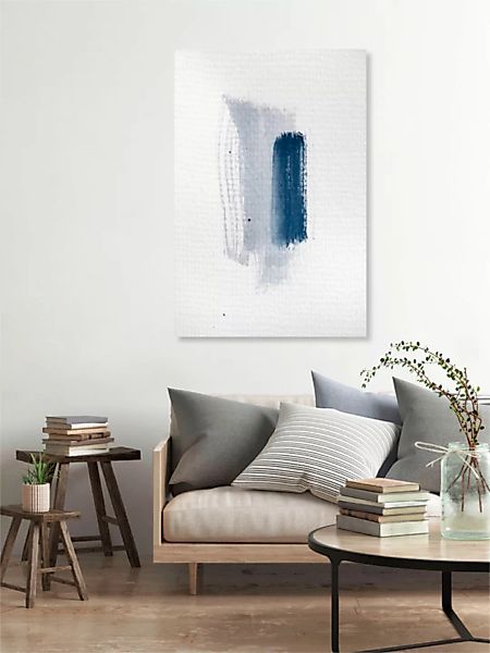Poster / Leinwandbild - Aquarelle Meets Pencil - Mint Blue günstig online kaufen
