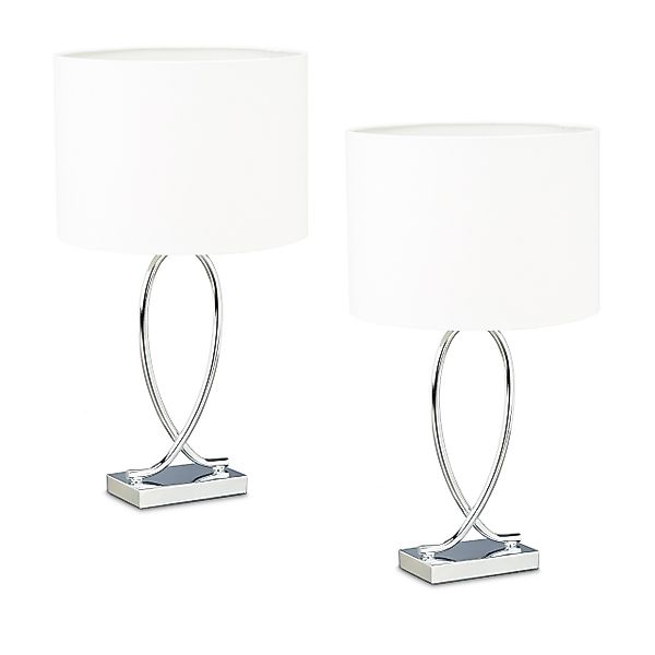 relaxdays Nachttischlampe Tischlampe geschwungener Fuß 2er günstig online kaufen