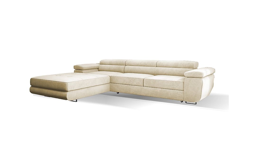 Goldstoff Ecksofa mit Schlaffunktion und Bettkasten, günstig online kaufen