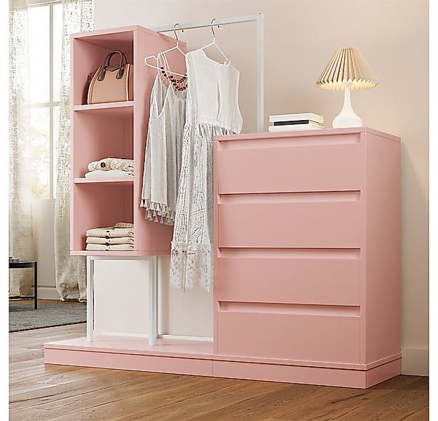 OKWISH Garderoben-Set Kleiderschrank,Sideboard, (Rosa Kleiderschrank-Set mi günstig online kaufen
