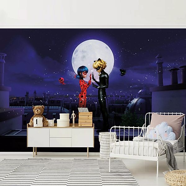 Fototapete Miraculous Ladybug and Cat Noir im Mondlicht günstig online kaufen