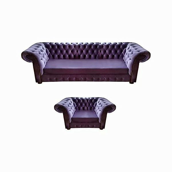 JVmoebel Chesterfield-Sofa Lila Wohnzimmer Komplett Modern Sofa Dreisitze C günstig online kaufen