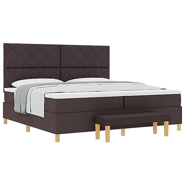 vidaXL Bett Boxspringbett mit Matratze & Bank Dunkelbraun 200x200 cm Stoff günstig online kaufen