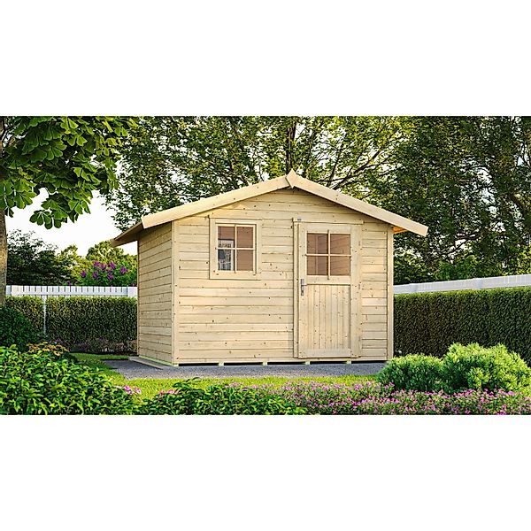 Gartenhaus 123 Gr.4 Satteldach Natur 28 mm günstig online kaufen