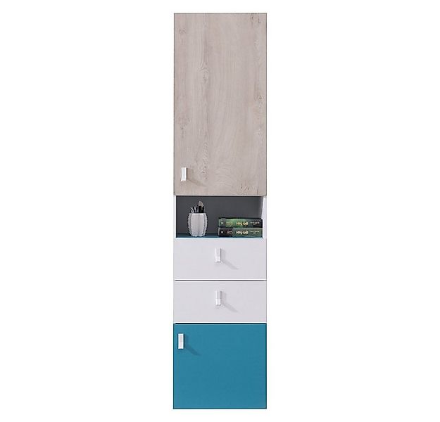 Lomadox Regal PITTSBURGH-133, Regalschrank, weiß/Eiche/blau günstig online kaufen
