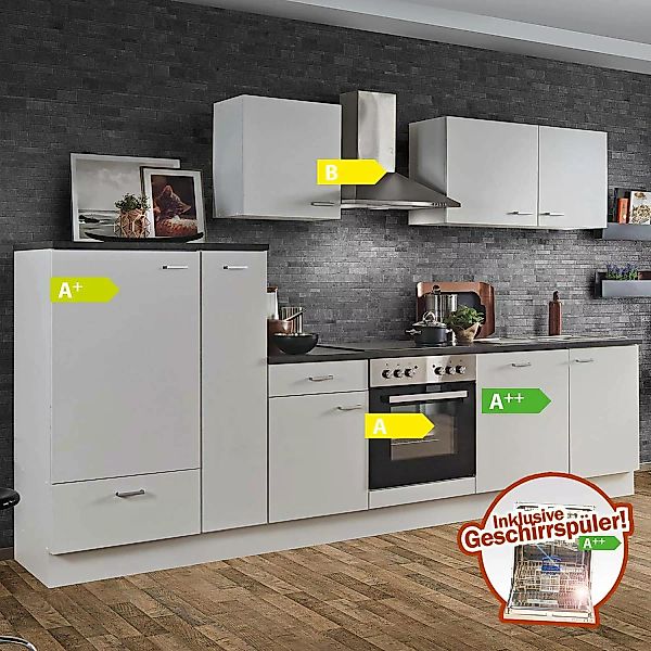 Küchenzeile White Classic 310cm LIVERPOOL-87 inklusive E-Geräte & Geschirrs günstig online kaufen
