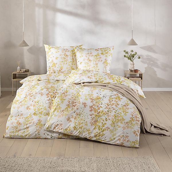 Estella Interlock Jersey Bettwäsche Adeva 6303-710 Blumen Gelb 135x200 günstig online kaufen