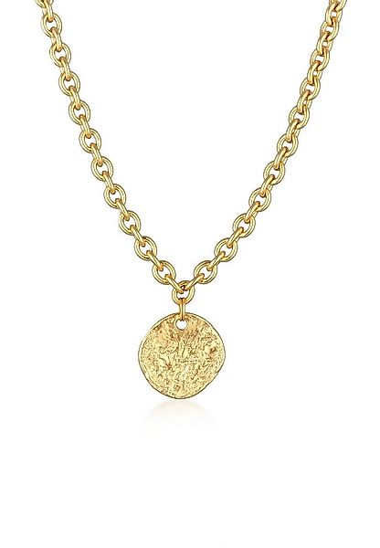 Elli Premium Kette mit Anhänger Plättchen Gliederkette 925 Sterling Silber günstig online kaufen