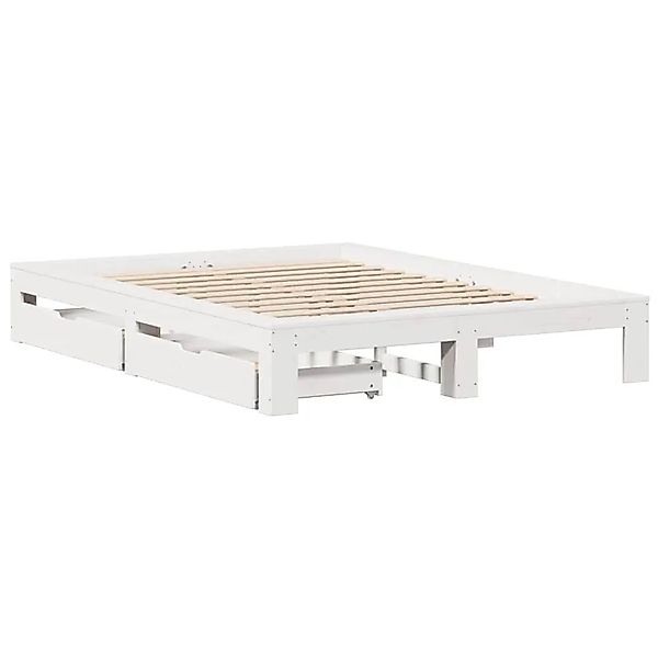 vidaXL Massivholzbett ohne Matratze Weiß 150x200 cm Kiefernholz 3308997 günstig online kaufen