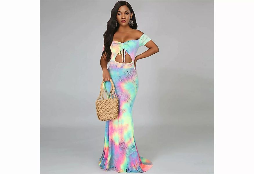 RUZU UG Dirndl Strandkleid, Sommerkleid, sexy One-Shoulder-Batikkleid Batik günstig online kaufen