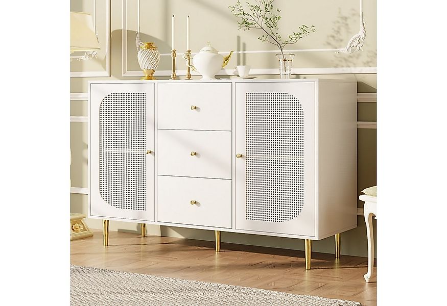 HAUSS SPOLE Sideboard mit PE-Rattantür, 3 Schubladen für Küche, Zuhause, Wo günstig online kaufen