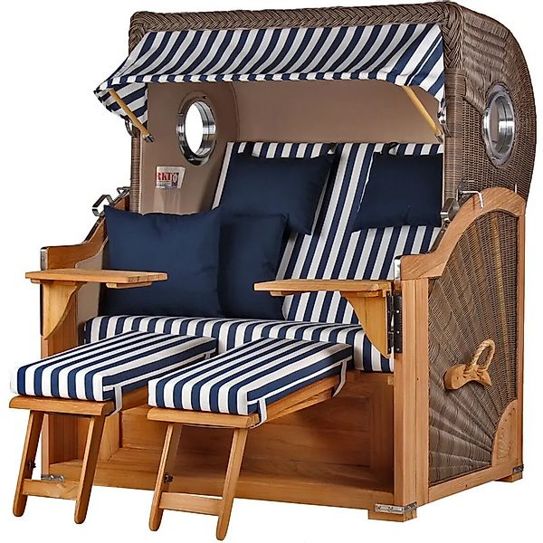 bene,iving Strandkorb Komplettset Königssee Teak Bullauge PE Grau Modell 51 günstig online kaufen