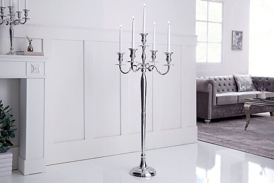 riess-ambiente Kerzenständer MODERN BAROCK 120cm silber, Metall · Kerzenhal günstig online kaufen