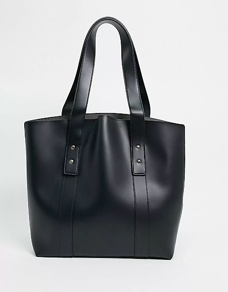ASOS DESIGN – Schlichte Shopper-Tasche in Schwarz mit Nietenverzierung günstig online kaufen