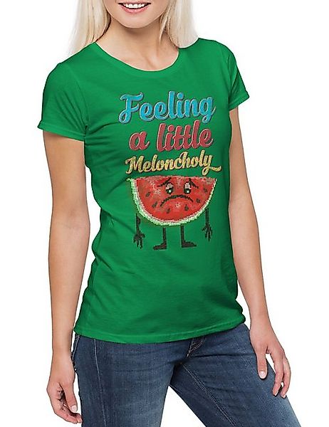 Urban Backwoods Print-Shirt Meloncholy Damen T-Shirt Melon Watermelon Wasse günstig online kaufen