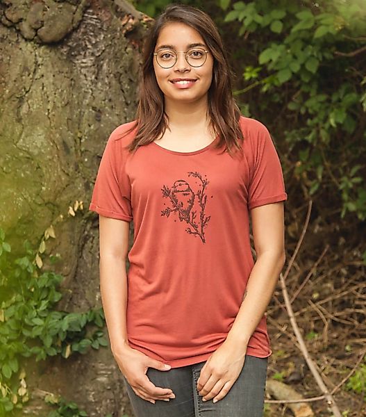 Vogel Mara Meise - Fair Gehandeltes Rolled Sleeve Frauen T-shirt - Modal günstig online kaufen