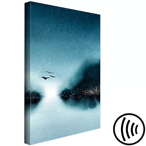 Wandbild Drei Vögel am Abendhimmel - Landschaft mit dunklen Wolken XXL günstig online kaufen