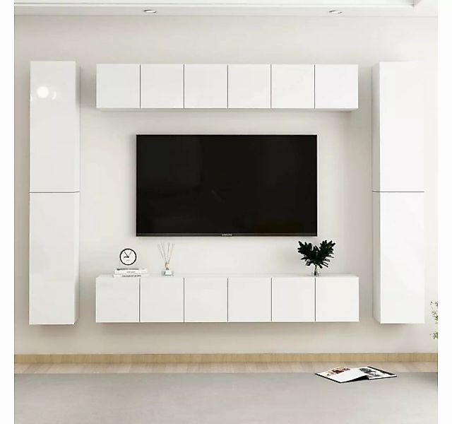 vidaXL Kleiderschrank 10-tlg TV-Schrank-Set Hochglanz-Weiß Spanplatte günstig online kaufen
