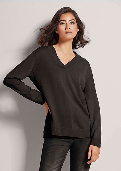 MADELEINE Strickpullover Glattstrick-Pullover mit V-Ausschnitt günstig online kaufen