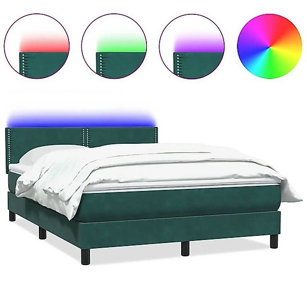 vidaXL Boxspringbett, Boxspringbett mit Matratze Dunkelgrün 140x220 cm Samt günstig online kaufen