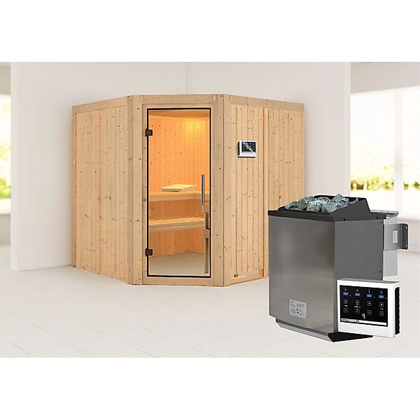 Karibu Sauna Jorma mit Bio-Ofen externe Stg.Easy Natur günstig online kaufen